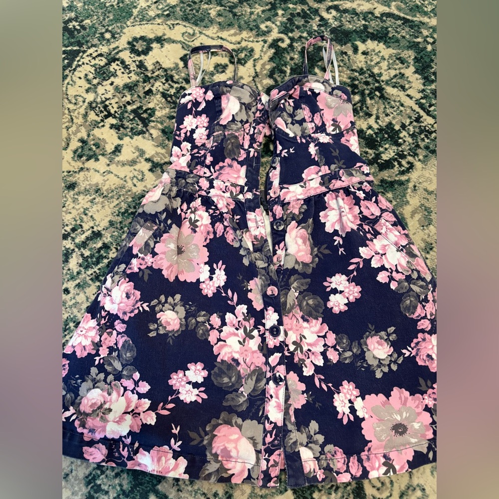 Floral Pink and Black Kids Dress